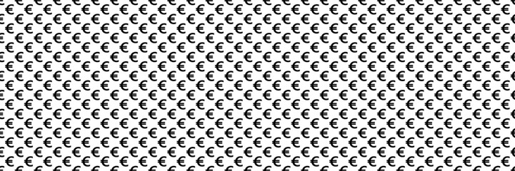 horizontal black halftone of euro currency sign design for pattern and background.