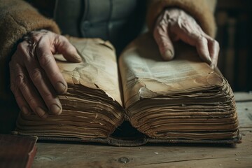Obraz premium older man reading an old book