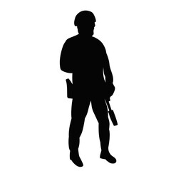 man with gun, silhouette on white background vector