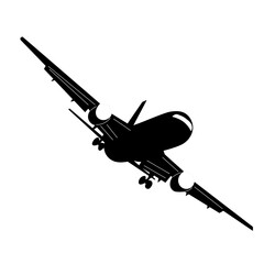 airplane flies, silhouette on a white background vector