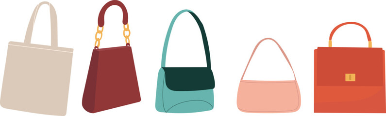 handbags set on white background vector