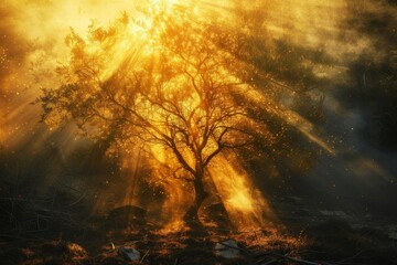 Burning bush encounter with god Symbolizing divine communication and holy ground