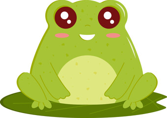 Cute smiling frog isolated on white. Vector illustration