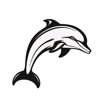 a dolphin in black and white