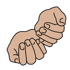 Open hands to care about important things. Background to show, offer and hold product. Magic palmistry prediction by two palms. Hand drawn retro vintage illustration. Old style tattoo line drawing.