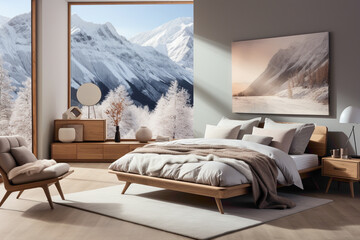 Immerse yourself in the minimalist charm of a Scandinavian-inspired cozy bed, where simplicity meets sophistication in a tranquil bedroom setting.