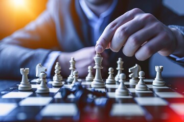 Intense focus of a chess player during a high-stakes tournament
