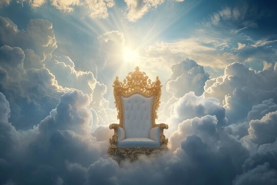 Majestic throne of god amidst celestial clouds Symbolizing divine authority and kingdom