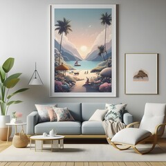 Tropical Serenity Contemporary Living Room Interior