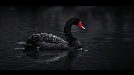 Black Swan in dark water