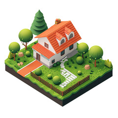 3d illustration of landscape around the house 