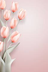 Delicate March 8 card: Featuring tulips on a clean backdrop, perfect for sending heartfelt messages on Women's Day.