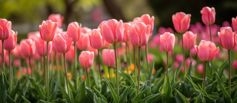 Beautifully Blooming Nice Pink Tulips - A Stunning Display of Nice Pink Tulips in Full Bloom