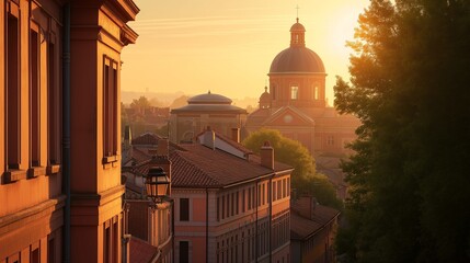 AI generated illustration of the Dome of Hospital de la Grave in Toulouse, at dawn
