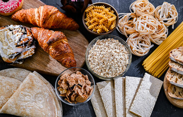 Composition with variety of food products containing gluten