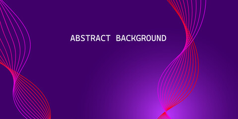 Abstract dark blue background with red purple waves. Elegant pattern. Suit for cover, wallpaper, desktop, header, banner, presentation, poster, website. Vector illustration