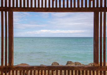 view of the sea from the gazebo window