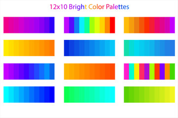Bright Color Palettes 12x10, Packs, Discover 15 Sets of Vibrant Vector Color Palettes - 10 Unique Colors Each for Stylish Designs: Monochromatic, Vintage, Retro, New, Trending