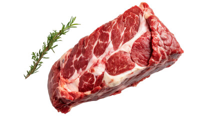 Obraz premium Raw ribeye beef steak isolated on transparent background. Top view.