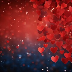 Red hearts scattered across the background are perfect for Valentine's Day decorations.