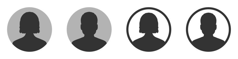 Default anonymous user portrait vector illustration flat vector designs set. User portrait designs collection