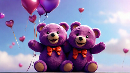 Teddy Bears With Balloons Wallpaper Background