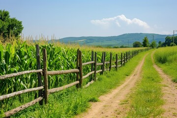 Fototapeta na wymiar fence of corn crops grown in the field