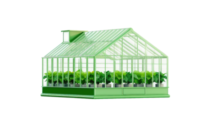 Green house isolated on white or transparent background