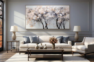 A simple frame highlighting a breathtaking nature painting. Immerse yourself in the artful beauty that brings a sense of calm and harmony to your home.