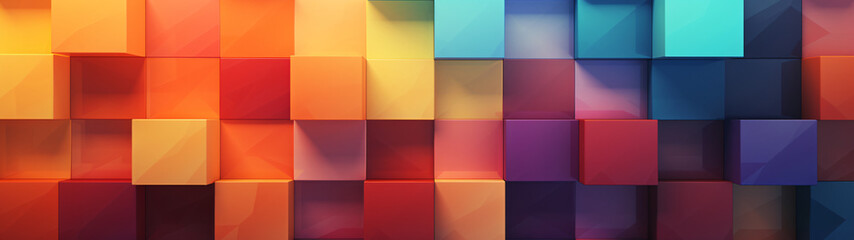 panoramic colorful 3d cube arrangement background