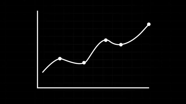 Business graph chart upward trend on grid line background animation.