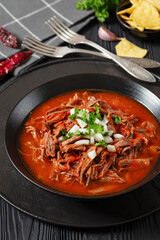 birria de res, mexican beef stew in pepper sauce