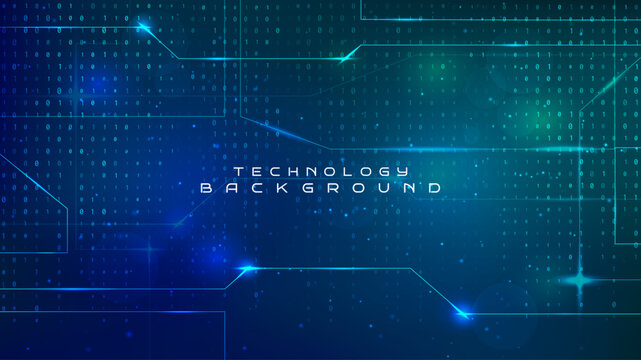 Vector illustration. Software programming concept. Glowing numbers and dots. Digital data. Binary code. Technological style. Design element for website template, web banner, advertising wallpaper