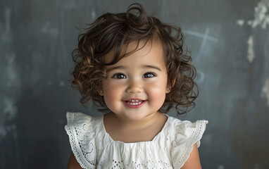 Smiling Little Girl in Front of Chalkboard