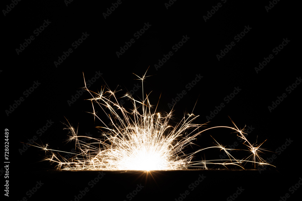 Aufkleber fireworks bengal flicker on a dark background. easy to add lens flare effects for overlay designs or