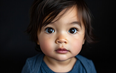 Close Up of Childs Face With Blue Eyes