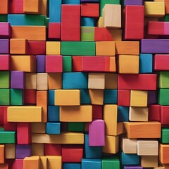 Fototapeta na wymiar colorful artistic crayons Multicolor wood pieces of various colors and sizes. Spectrum of stacked multi-colored wooden blocks. Background or cover for something creative, diverse, expanding, rising