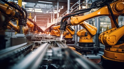 Automated robotic in manufacturing industry. Robotics and ai in production