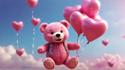 Cute Teddy Bear With Balloons Wallpaper Background