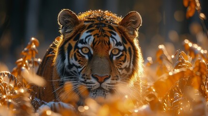 Sumatran tiger lurking. World Wildlife Day