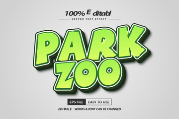 Park zoo editable text effect modern style
