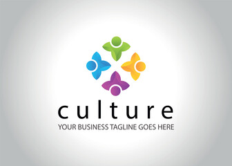 colorful culture logo with people in circle Teamwork Vector