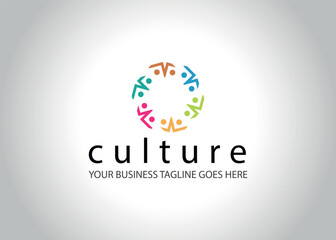 colorful culture logo with people in circle Teamwork Vector