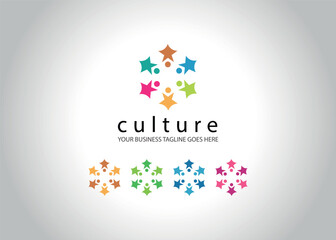 colorful culture logo with people in circle Teamwork Vector