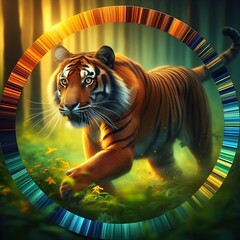 Vivid Tiger Circular Portrait