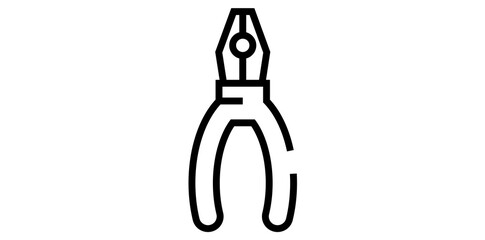 Technical Pliers Tool Outline Style Icon, Construction Industry Symbol Vector Illustration.