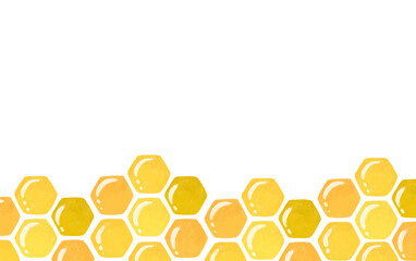 Cute Honey Bee illustration honeycomb. Isolated on white background