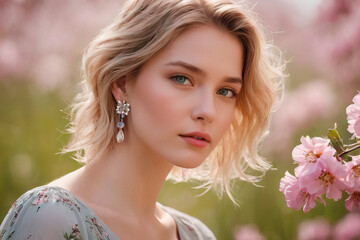 Spring Blossom Beauty: Model in Nature