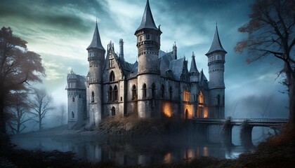 Fototapeta na wymiar gothic castle in the night