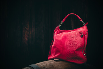 Women's stylish leather bag close-up - 728033845